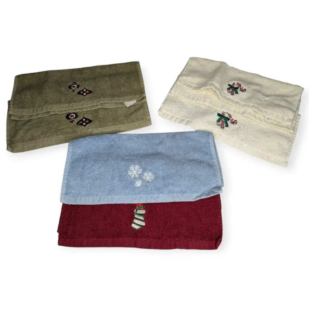Aussino 100% Cotton Christmas/Winter Themed Terry Cloth Wash Cloths Set Of 6